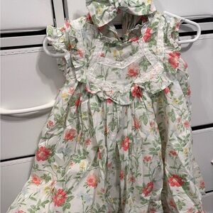 Janie and Jack White Floral Sundress with Pink and Green Accents